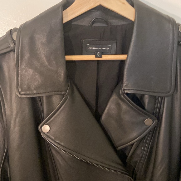 NWOT Universal Standard Leather Moto Jacket Black Size M - Picture 7 of 11